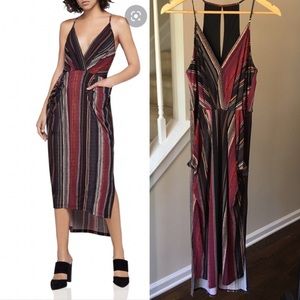 BCBGeneration Wavy Striped Midi Faux Wrap Dress M